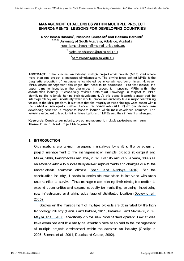 (PDF) Management Challenges within Multiple Project Environments ...