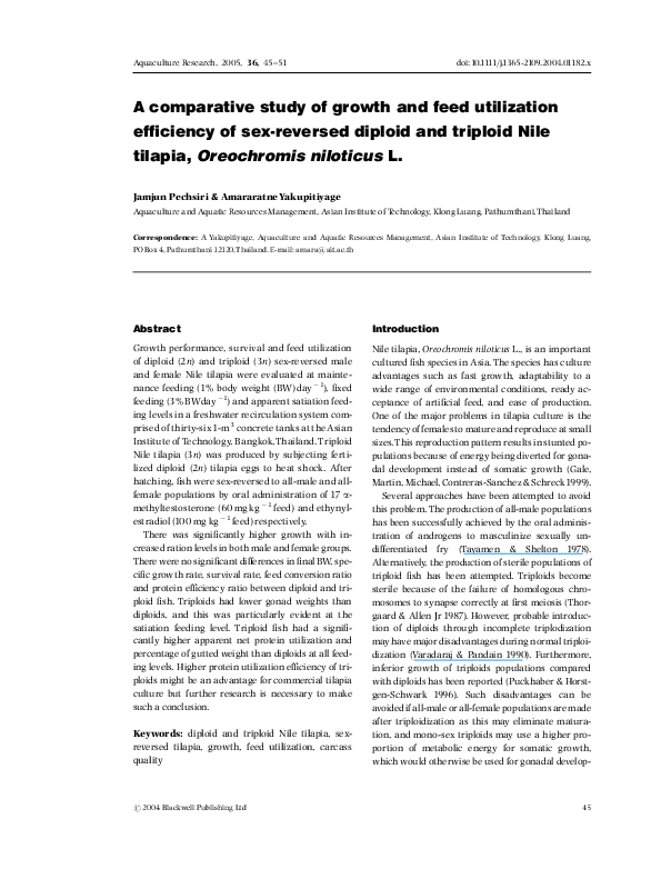 (PDF) A comparative study of growth and feed utilization efficiency of ...