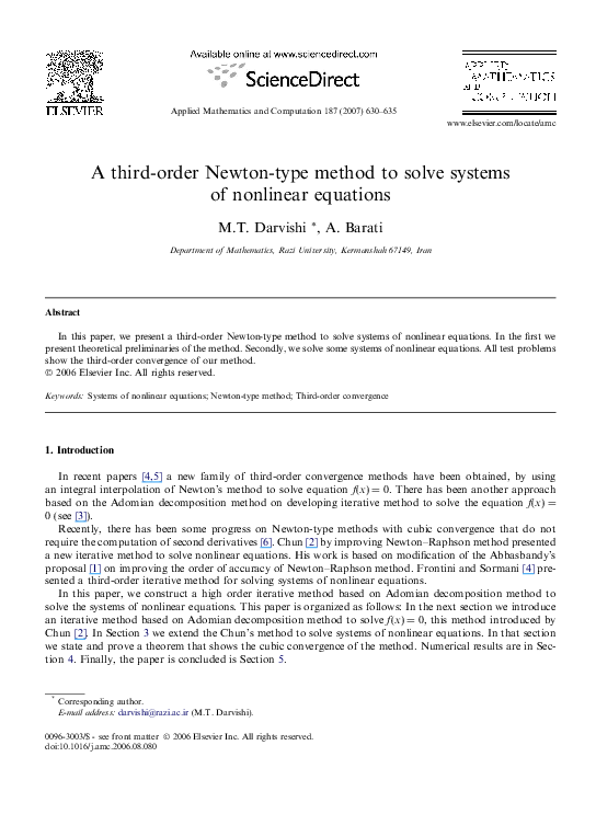 (PDF) A third-order Newton-type method to solve systems of nonlinear ...