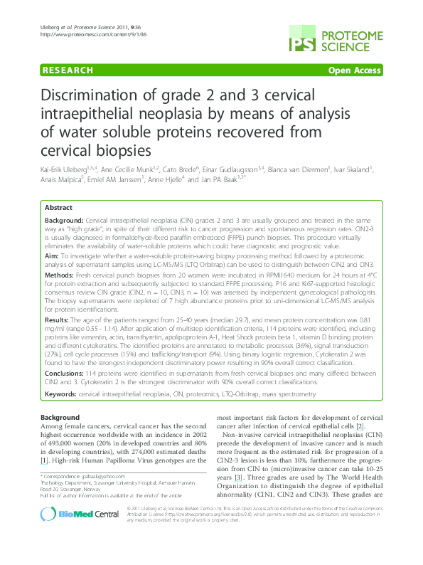 (PDF) Discrimination of grade 2 and 3 cervical intraepithelial ...