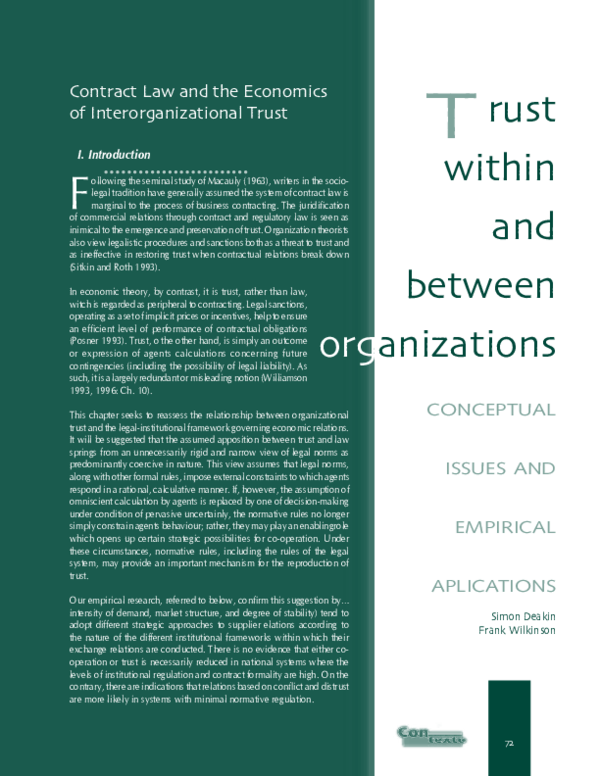 (PDF) Trust within and between organizations: Conceptual issues and ...
