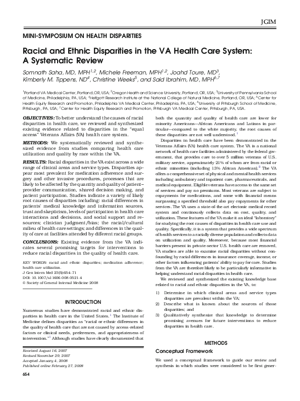 (PDF) Racial and Ethnic Disparities in the VA Health Care System: A ...