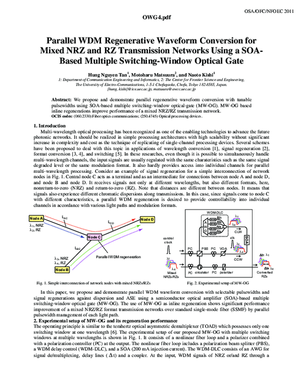 (PDF) Parallel WDM regenerative waveform conversion for mixed NRZ and ...