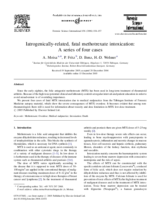 (PDF) Iatrogenically-related, fatal methotrexate intoxication: A series ...