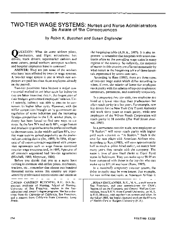 (PDF) TWO-TIER WAGE SYSTEMS: Nurses and Nurse Administrators Be Aware ...
