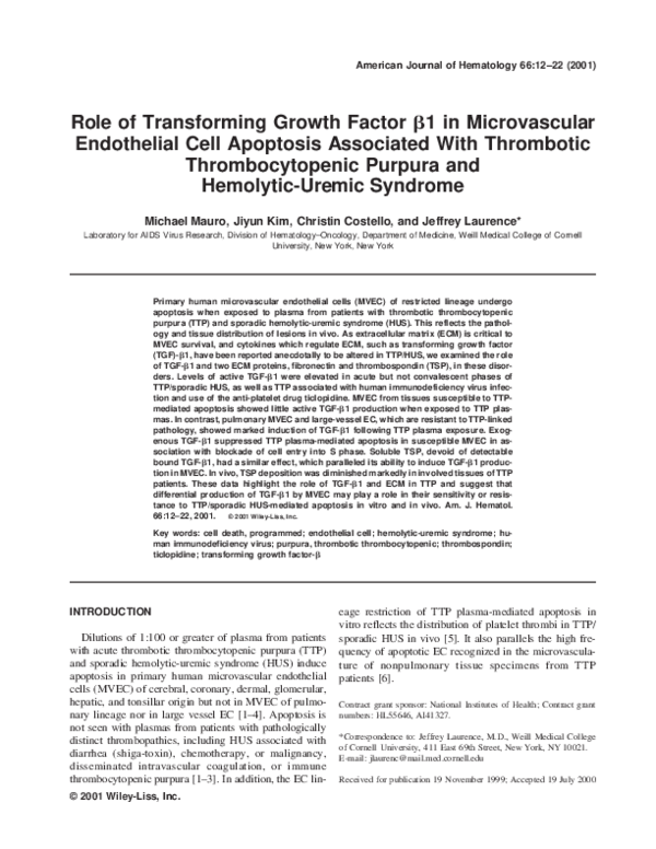 (PDF) Role of transforming growth factor ?1 in microvascular ...