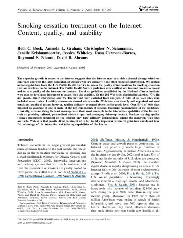 (PDF) Smoking cessation treatment on the Content, quality