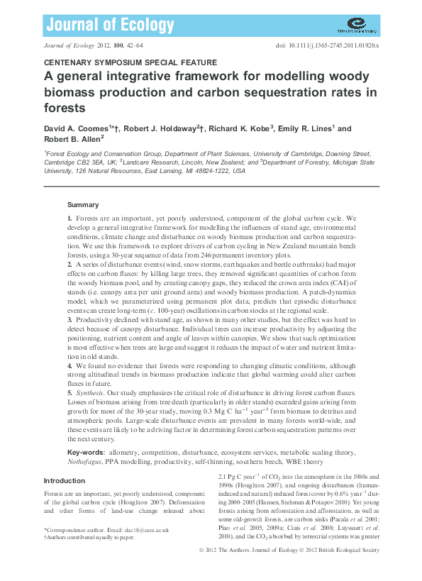 (PDF) A general integrative framework for modelling woody biomass ...