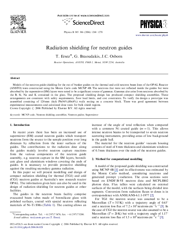 (PDF) Radiation shielding for neutron guides carlos tunay Academia.edu