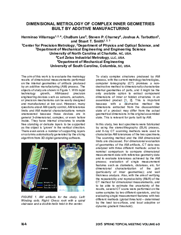 (PDF) Dimensional Metrology of Complex Inner Geometries Built by