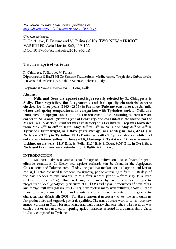 (PDF) Two new apricot varieties