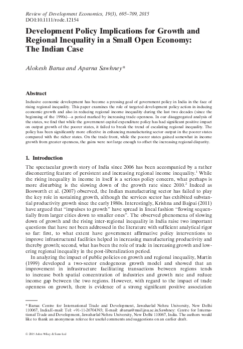 (PDF) Development Policy Implications for Growth and Regional ...