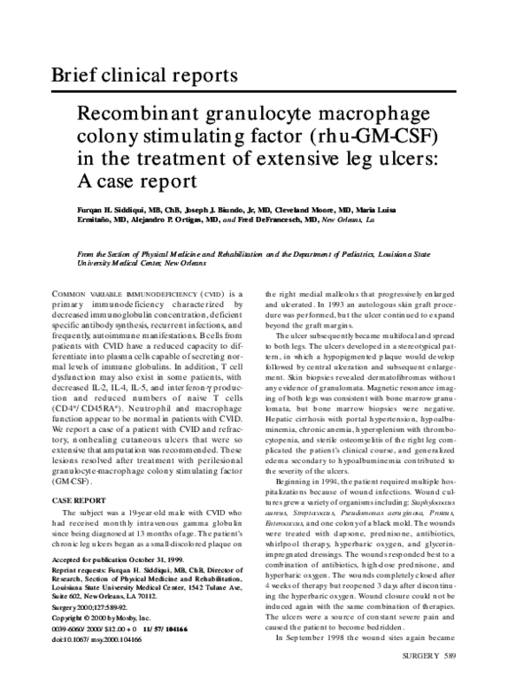 (PDF) Recombinant granulocyte macrophage colony stimulating factor (rhu ...