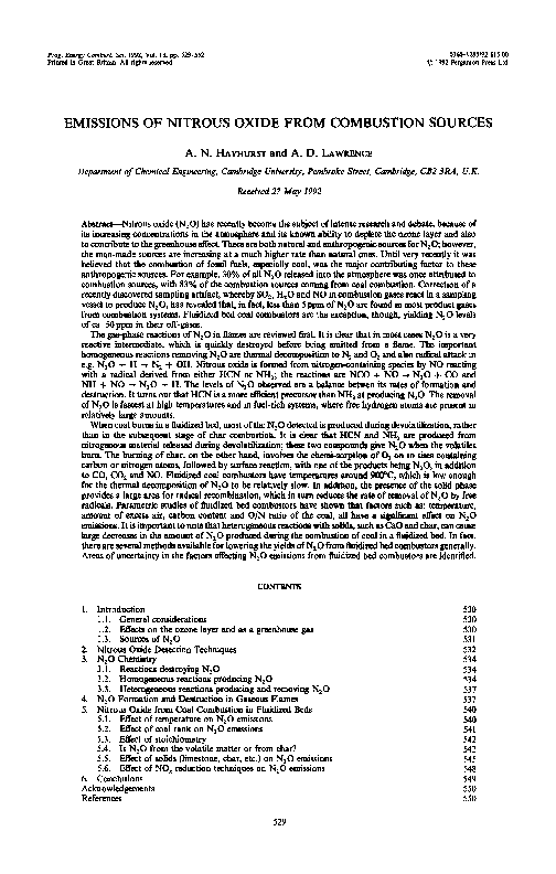 (PDF) Emissions of nitrous oxide from combustion sources