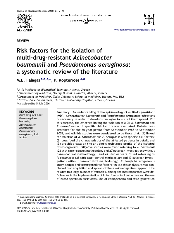 Risk factors for the isolation of multidrugresistant