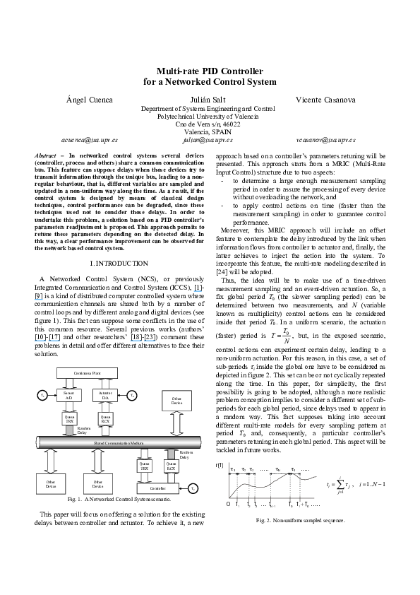 (PDF) Multi-rate PID Controller for a Networked Control System