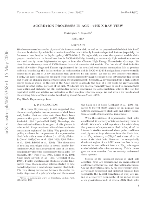 (PDF) Accretion processes in AGN: The X-ray View