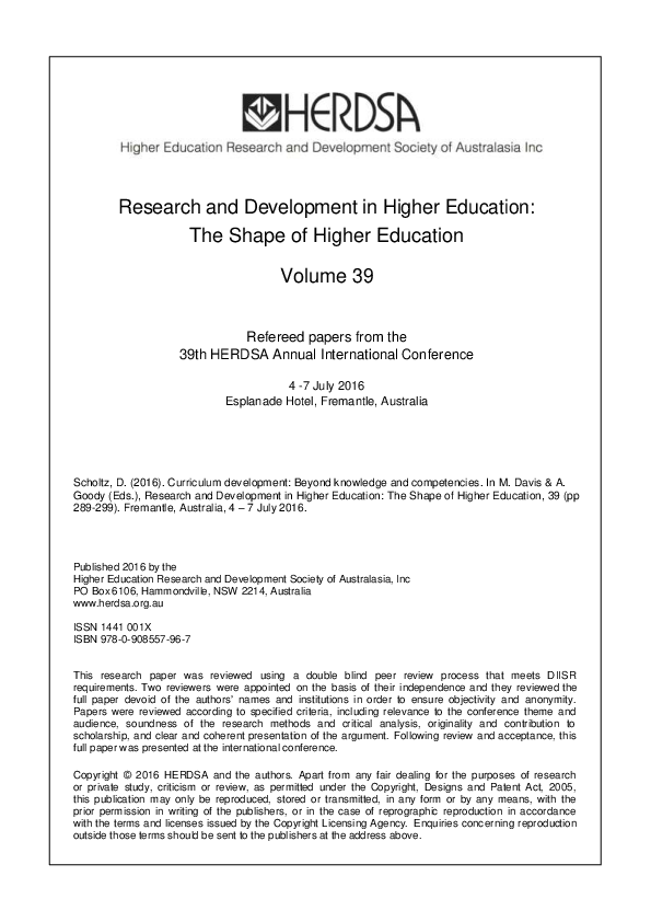 (PDF) Curriculum Development: Beyond Knowledge and Competencies