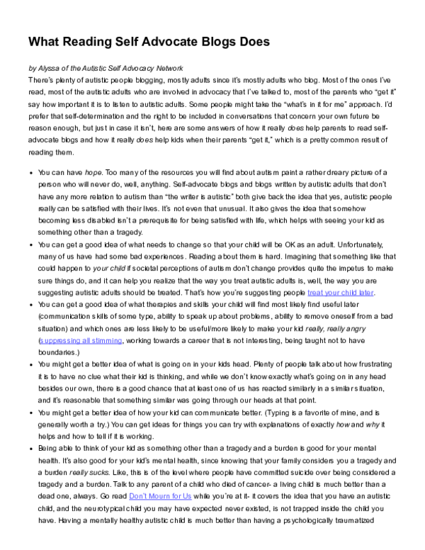 (PDF) What Reading Self Advocate Blogs Does