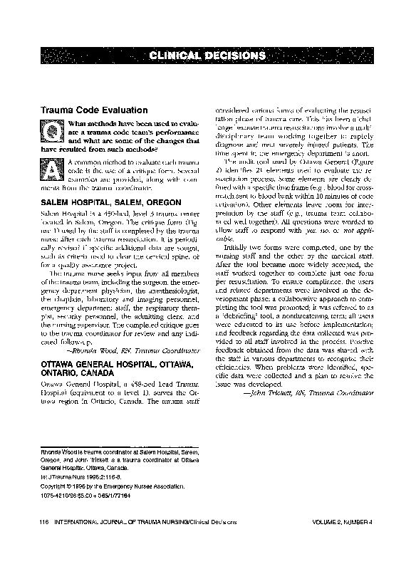 (PDF) Trauma code evaluation