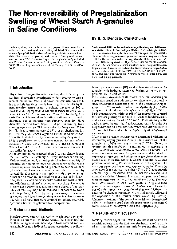 (PDF) The Non-reversibility of Pregelatinization Swelling of Wheat ...