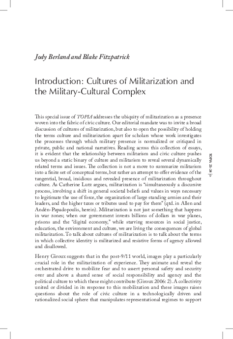 (PDF) Cultures of Militarization, with Blake Fitzpatrick