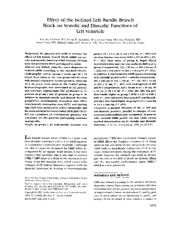 (PDF) Effect of the isolated left bundle branch block on systolic and ...