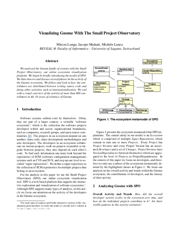 (PDF) Visualizing Gnome with the Small Project Observatory