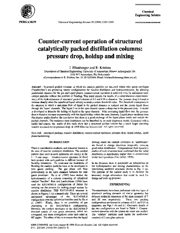 (PDF) Counter-current operation of structured catalytically packed ...