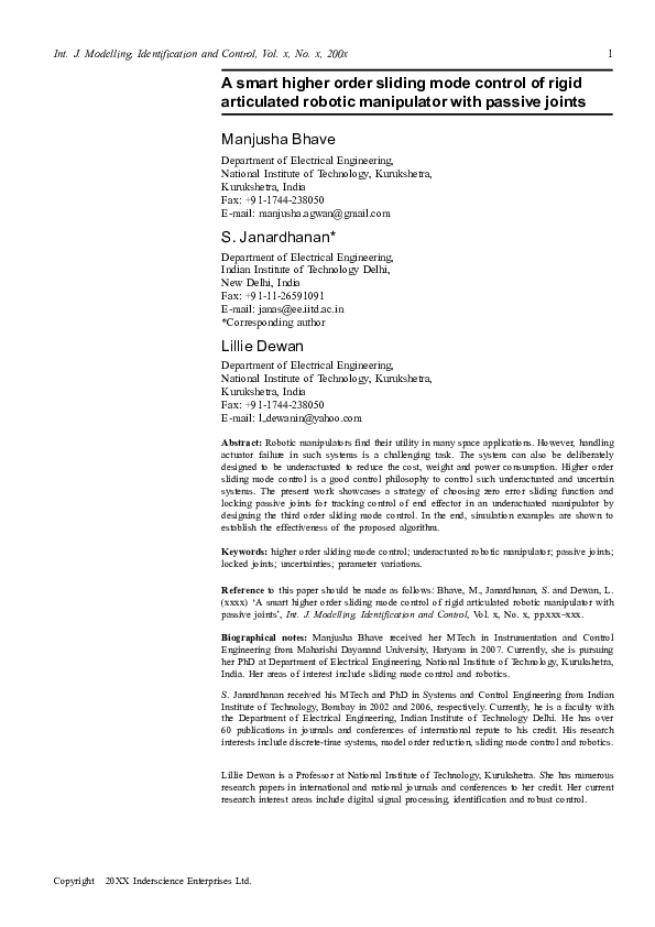 (PDF) A smart higher order sliding mode control of rigid articulated ...