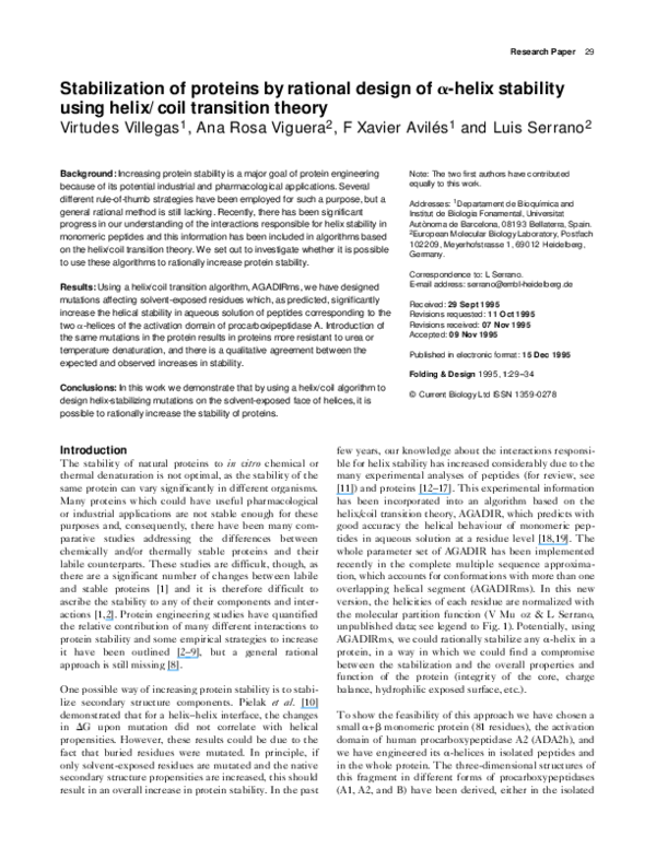 (PDF) Stabilization of proteins by rational design of α-helix stability ...