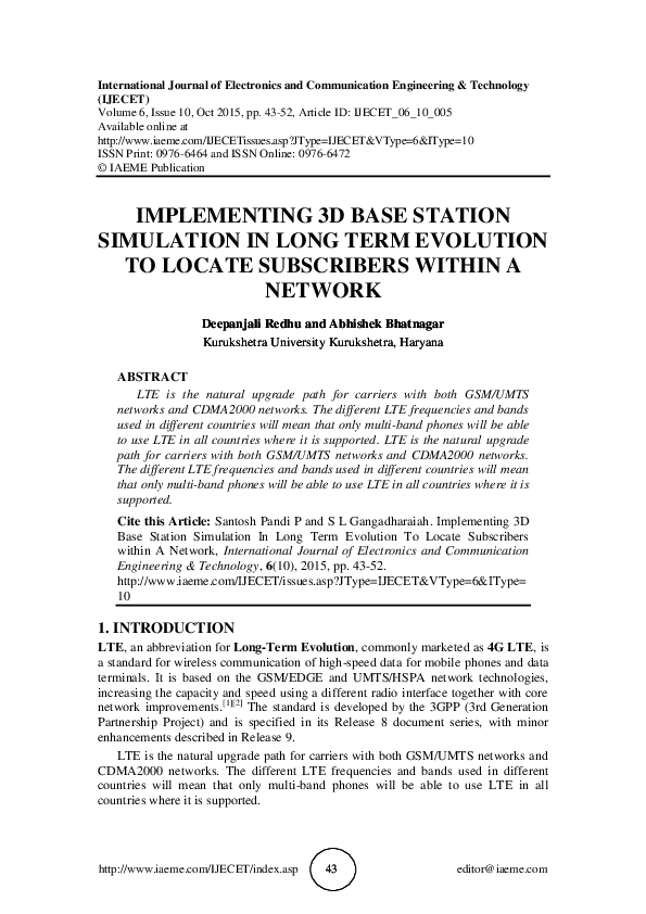 (PDF) IMPLEMENTING 3D BASE STATION SIMULATION IN LONG TERM EVOLUTION TO ...
