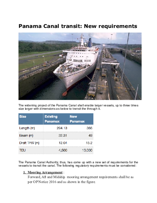 (DOC) Panama Canal transit New requirements Mohfiz Parmar Academia.edu