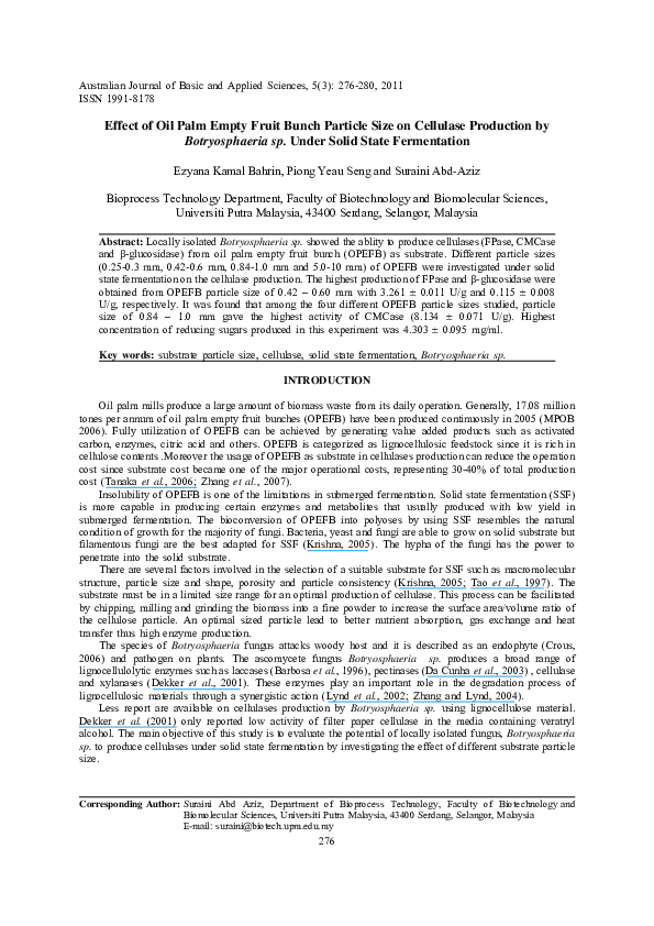 (PDF) Effect of Oil Palm Empty Fruit Bunch Particle Size on Cellulase ...