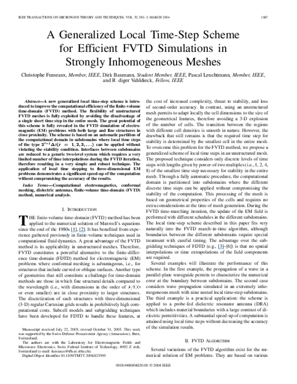 (PDF) A Generalized Local Time-Step Scheme for Efficient FVTD ...