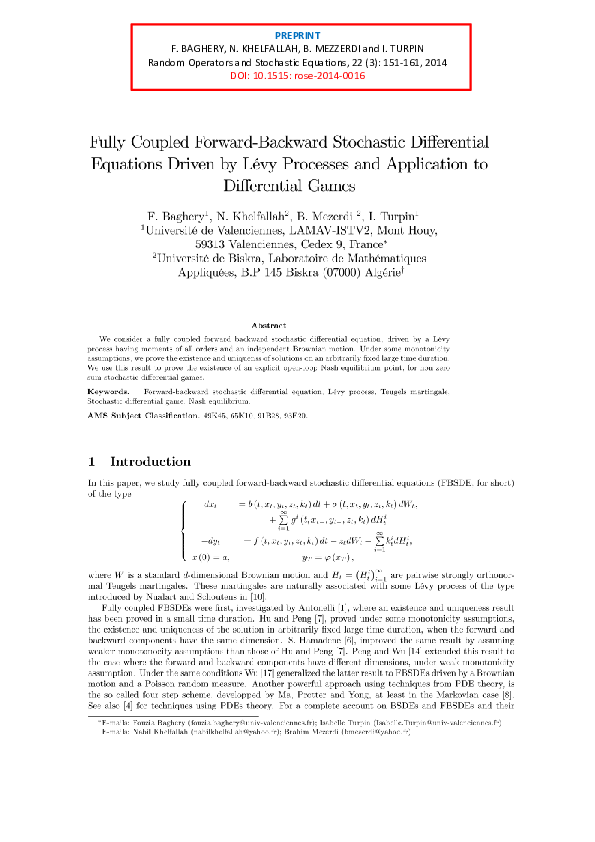 (PDF) Fully coupled forward backward stochastic differential equations ...