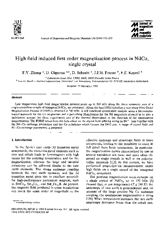 (PDF) High field induced first order magnetization process in NdCo5 ...