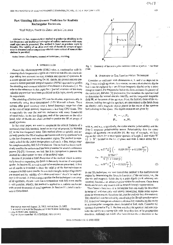 (PDF) Fast shielding effectiveness prediction for realistic rectangular ...