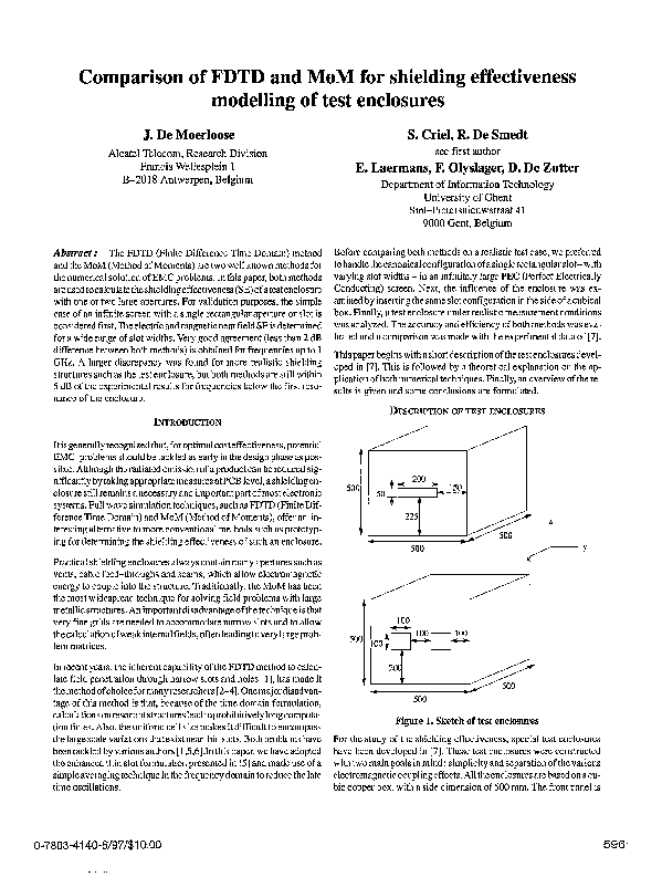 (PDF) Comparison of FDTD and MoM for shielding effectiveness modelling ...