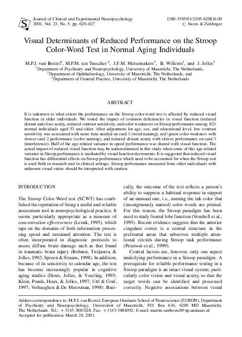 (PDF) Visual Determinants of Reduced Performance on the Stroop Color ...
