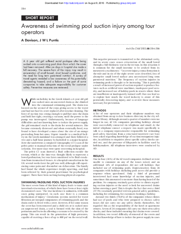 (PDF) Awareness of swimming pool suction injury among tour operators
