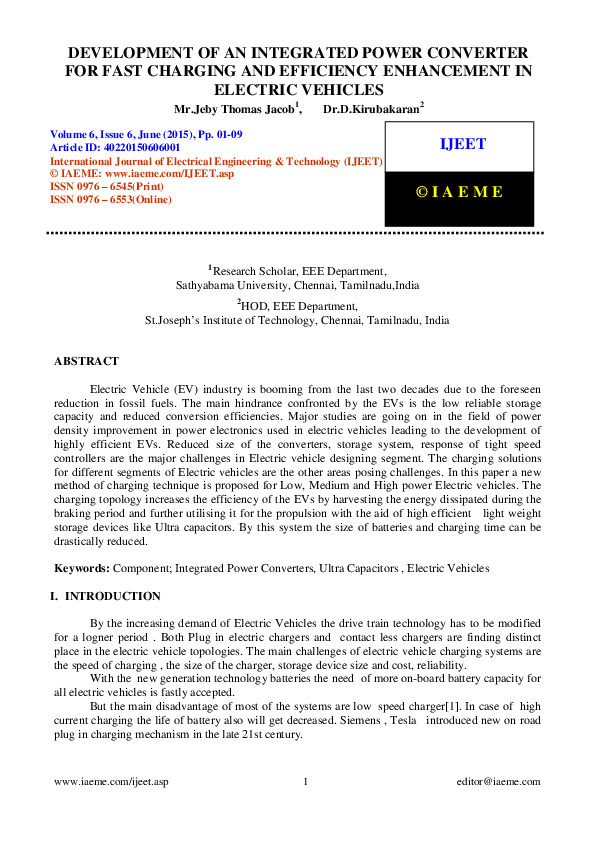 (PDF) Development of an Integrated Power Converter For Fast Charging ...