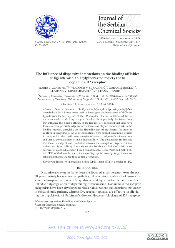 (PDF) The influence of dispersive interactions on the binding ...