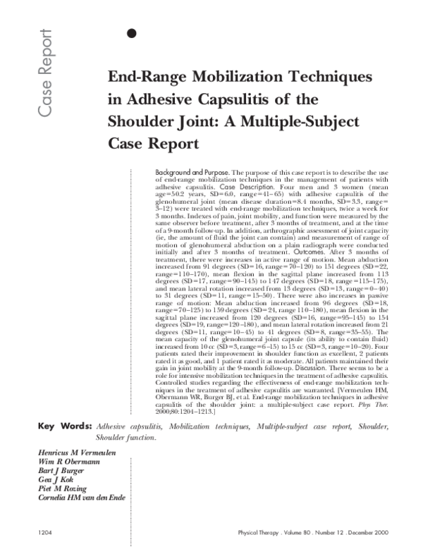 (PDF) Manipulation under anesthesia with home exercises versus home