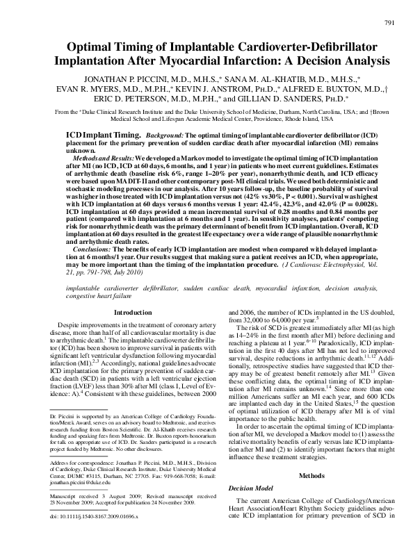 (PDF) Optimal Timing of Implantable CardioverterDefibrillator