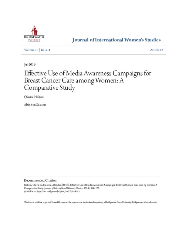 (PDF) Effective Use of Media Awareness Campaigns for Breast Cancer Care ...