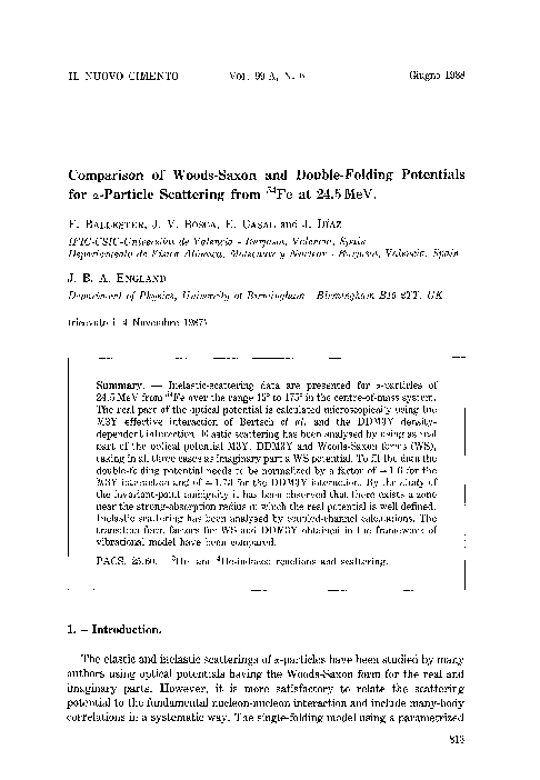Pdf Comparison Of Woods Saxon And Double Folding Potentials For A Particle Scattering From 54 Fe At 24 5 Mev Emilio Casal Academia Edu
