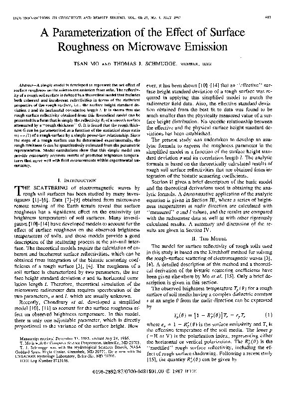 (PDF) A Parameterization of the Effect of Surface Roughness on ...