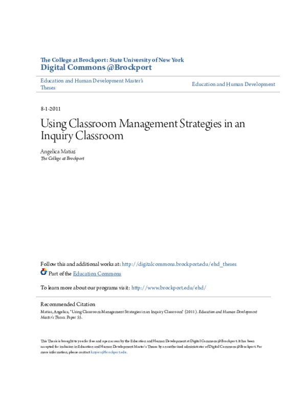 (PDF) Using Classroom Management Strategies in an Inquiry Classroom