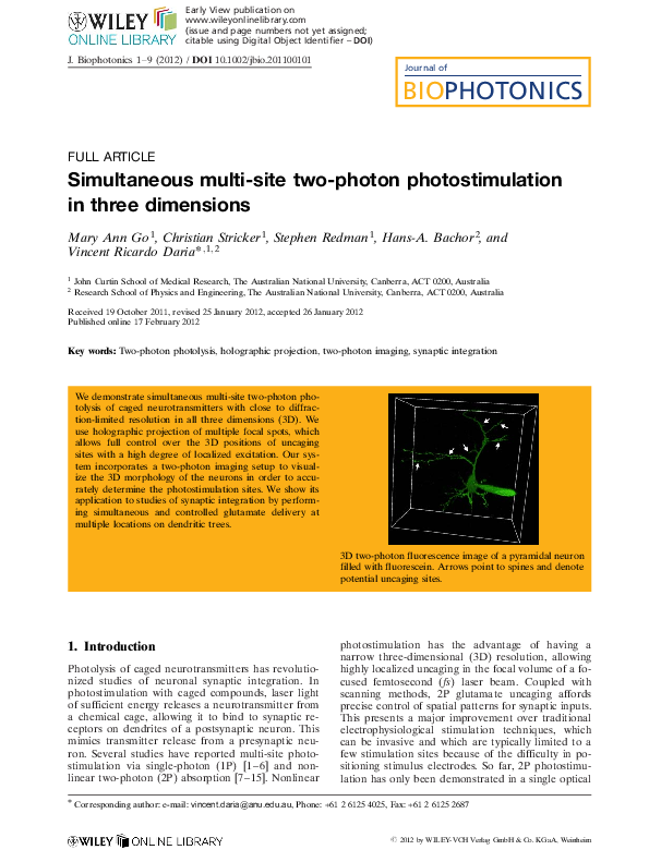(PDF) Simultaneous multi-site two-photon photostimulation in three ...